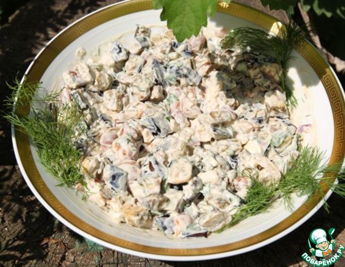 Рецепт: Салат из печеных баклажанов с фетой