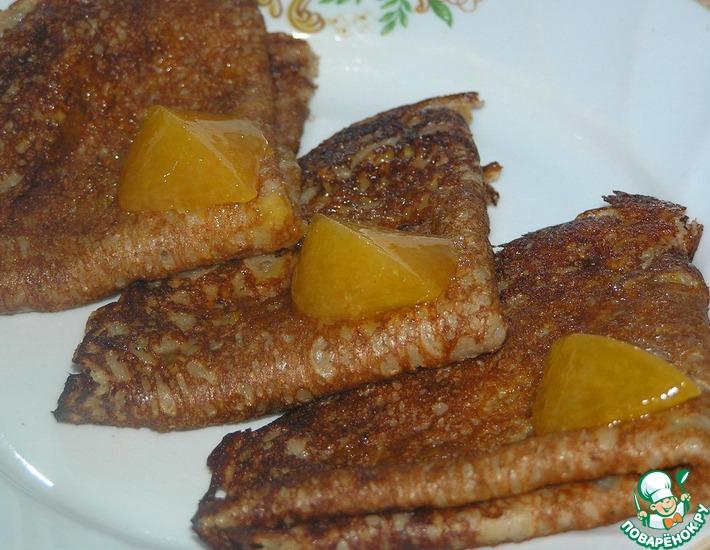 Рецепт: Постные гречневые блины с апельсиновым джемом