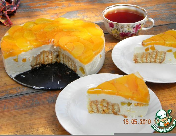 Рецепт: Творожно-персиковый торт "Нега"