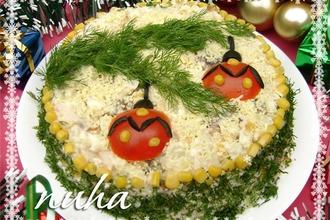 Рецепт: Праздничный новогодний салат Еловая веточка