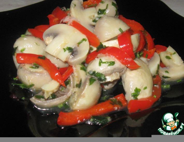 Рецепт: Маринованные шампиньоны с красным болгарским перцем