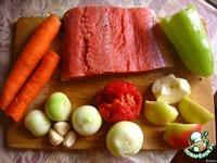 Кета с овощами, яблоками и соусом наршараб ингредиенты