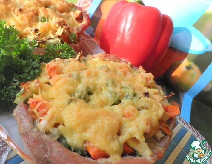 Рецепт: Мясная корзиночка с овощами Дары осени