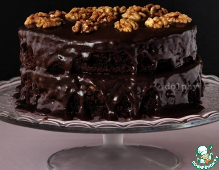 Рецепт: Шоколадный торт с карамельной прослойкой