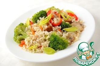 Рецепт: Жареный рис с овощами и грибами
