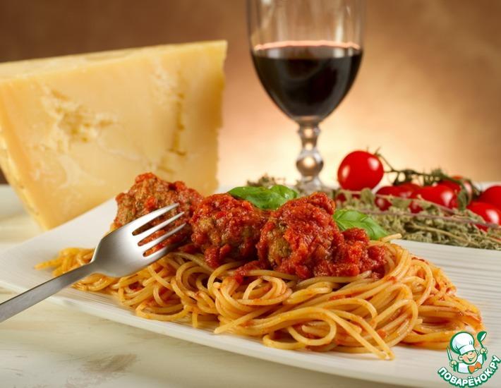 Рецепт: Спагетти с мясными тефтелями