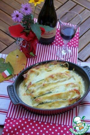 Рецепт: Шницель-лазанья с томатами и цуккини