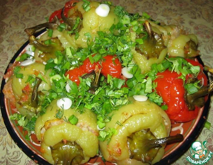 Рецепт: Фаршированный болгарский перец, запечённый в духовке