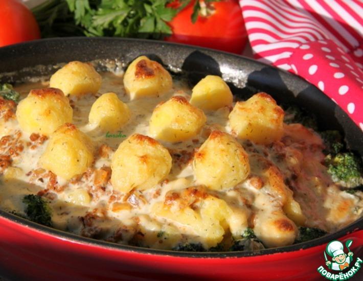Рецепт: Мусака с брокколи и картофельным пюре