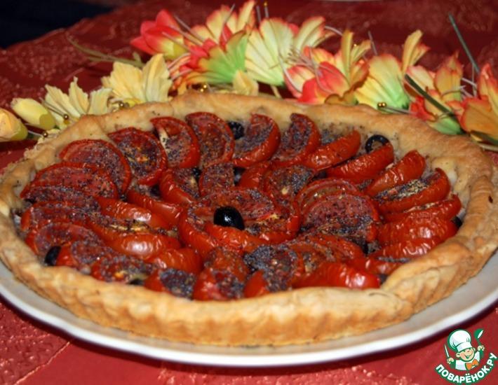 Рецепт: Открытый пирог с помидорами Томатная роза