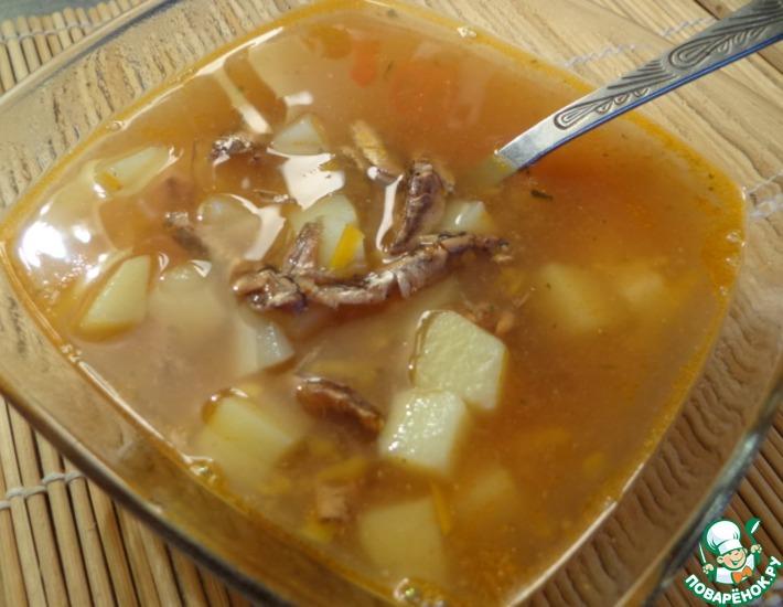 Рецепт: Рыбный суп из кильки в томате