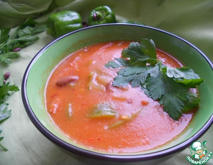 Рецепт: Острый томатный суп с фасолью