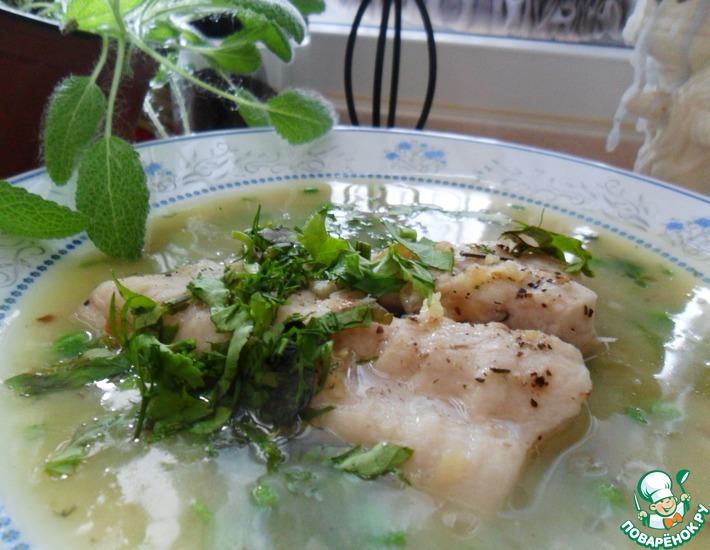 Рецепт: Суп-пюре с рыбой и зеленым горошком
