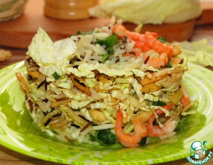Рецепт: Салат Гармония с пекинской капустой и диким рисом