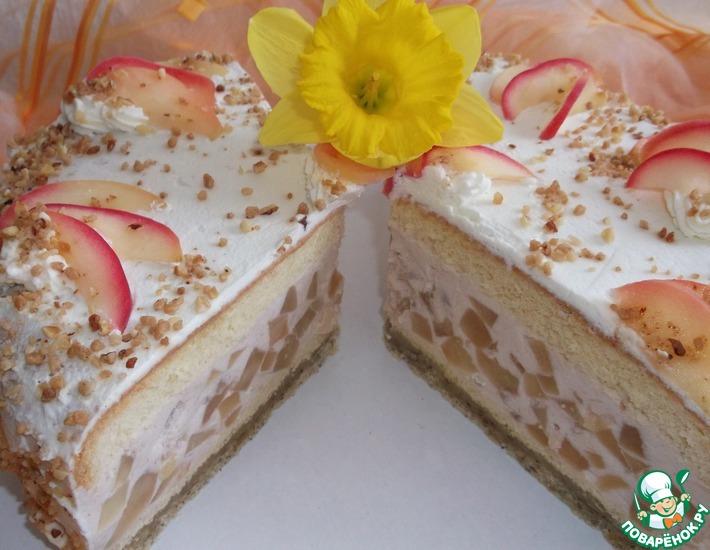 Рецепт: Яблочный торт на орехово-марципановой подушке