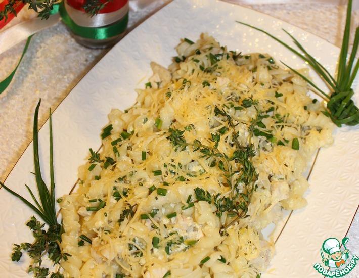 Рецепт: Тёплый салат с курицей, шнитт-луком и тимьяном