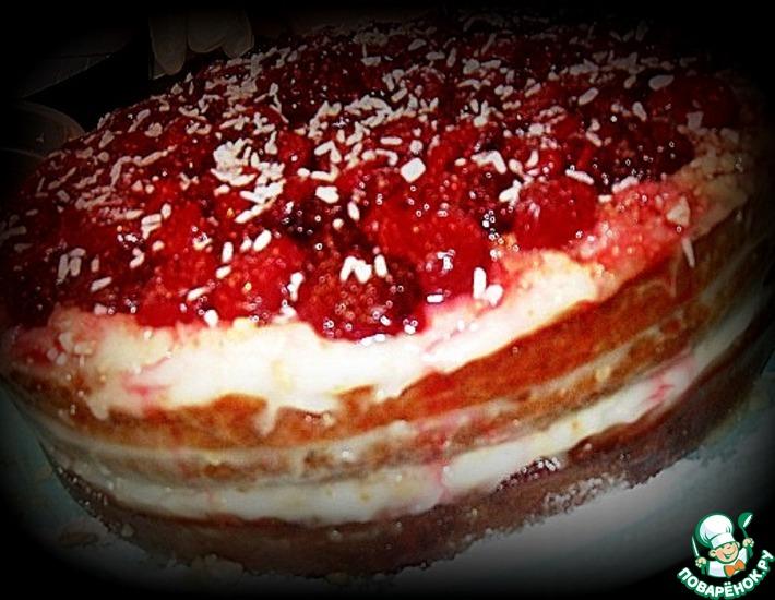 Рецепт: Постный медовый торт с ягодами и орехами