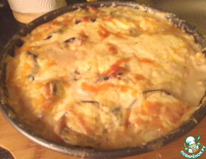 Рецепт: Запеканка из баклажан и помидоров под соусом бешамель (или Мечта подагрика)