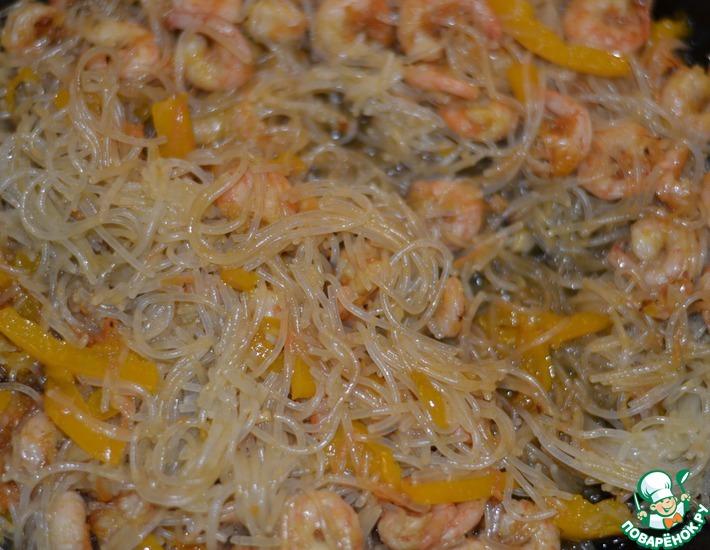 Рецепт: Рисовая лапша с креветками