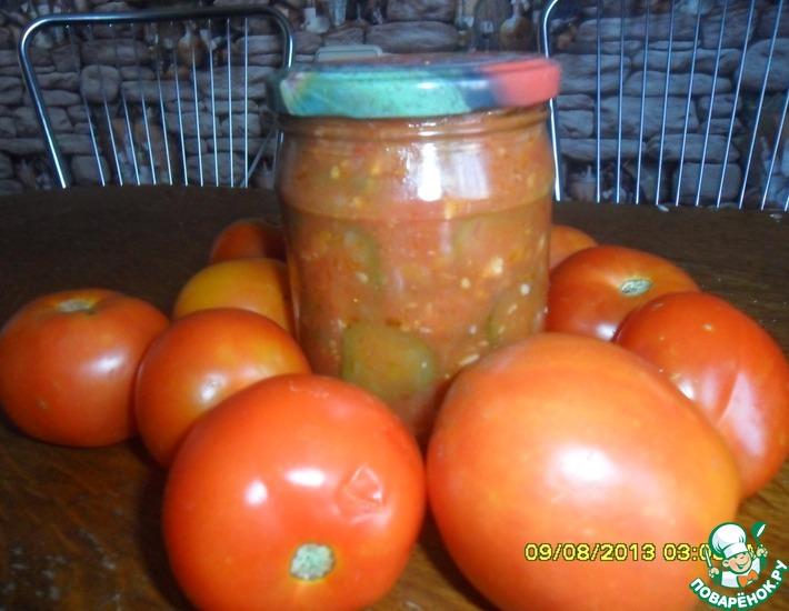 Рецепт: Огурцы в томатной заливке