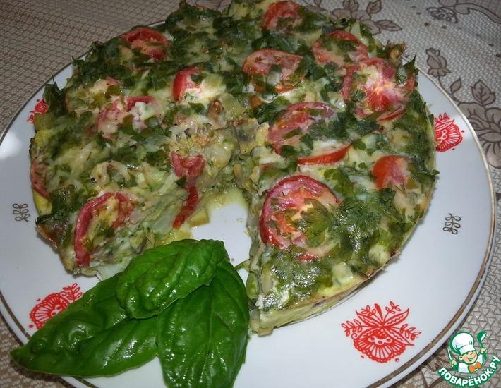 Рецепт: Запеканка из цветной капусты и брокколи с шампиньонами