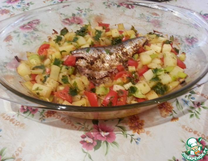 Рецепт: Запеченная средиземноморская сардина с овощами