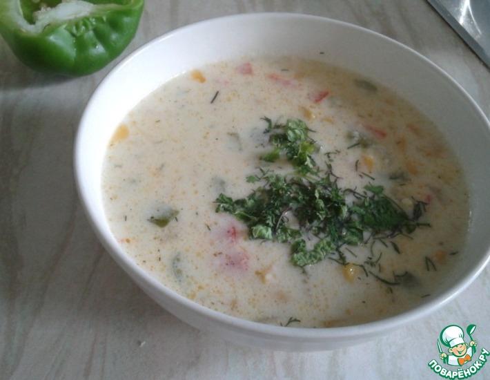 Рецепт: Пестрый кукурузно-сырный суп
