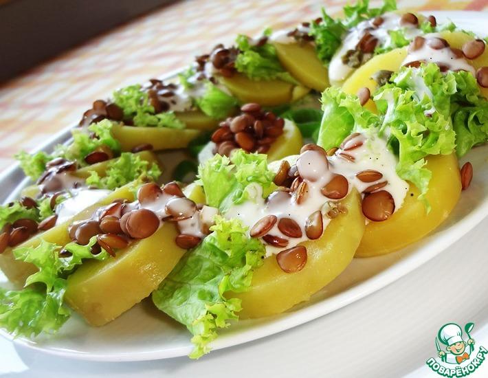 Рецепт: Салат из картофеля и зеленой чечевицы