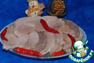 Рецепт: Свинина прессованная, приготовленная в ветчиннице