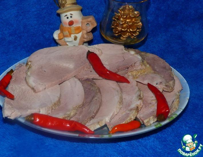 Рецепт: Свинина прессованная, приготовленная в ветчиннице