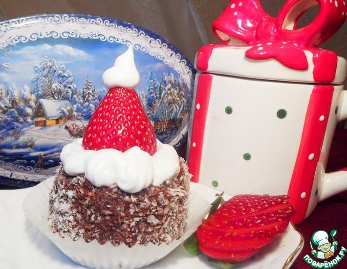Рецепт: Пирожное Шапочка Санта Клауса