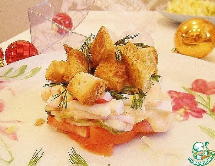 Рецепт: Салат с помидорами и крабовыми палочками