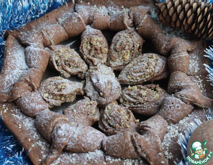 Рецепт: Шоколадно-ореховый пирог Ажурная снежинка