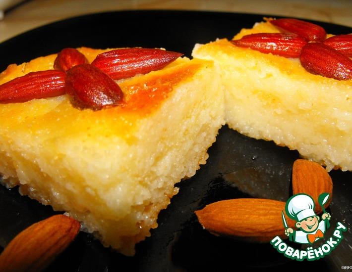Рецепт: Манный десерт с миндалем в сахарном сиропе «Басбуса»