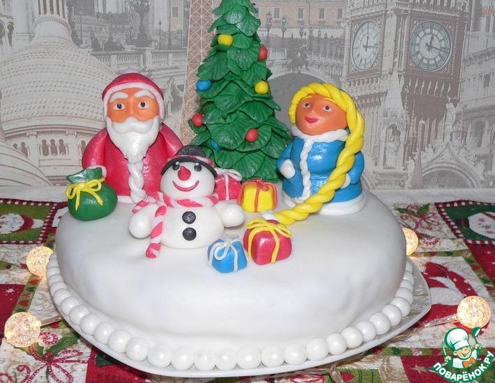 Рецепт: Торт Торжество в новогоднем декоре