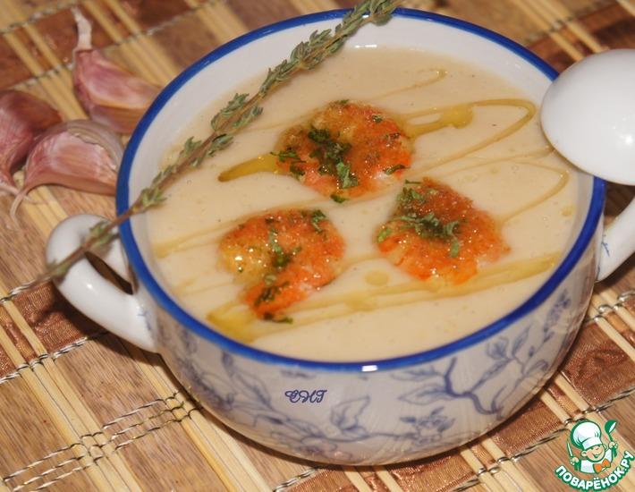 Рецепт: Суп-пюре из фасоли с креветками