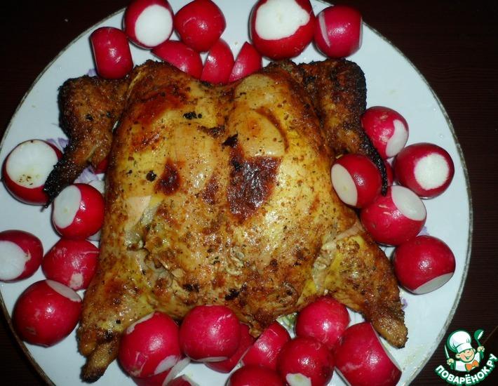 Рецепт: Курица, фаршированная ананасами с имбирем