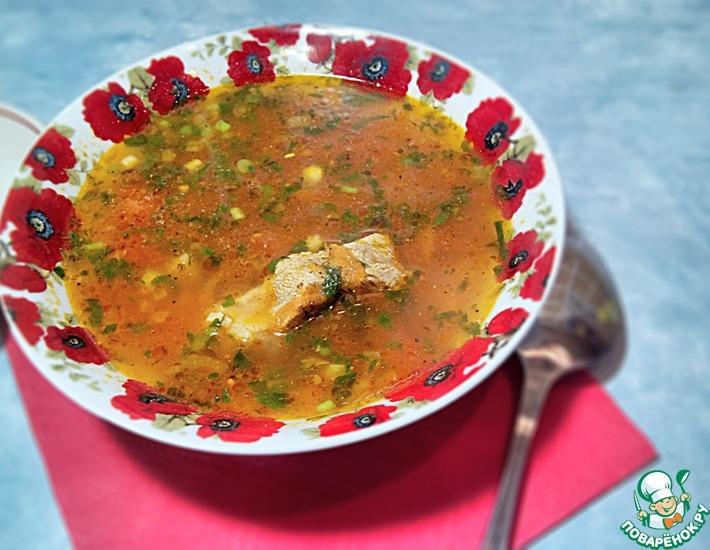 Рецепт: Красный суп с ребрами с антипохмельным эффектом