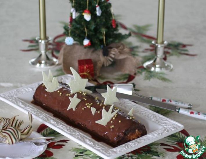 Рецепт: Шоколадно-карамельное рождественское полено