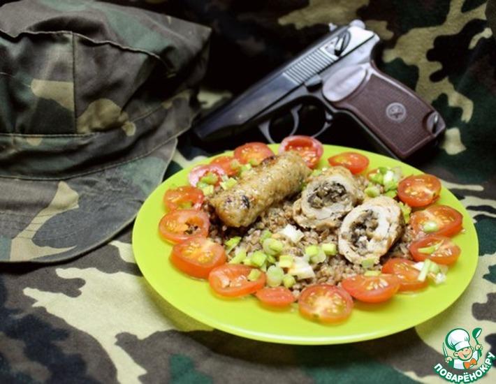Рецепт: Свиные пальчики Боеприпасы солдата, фаршированные грибами и сыром