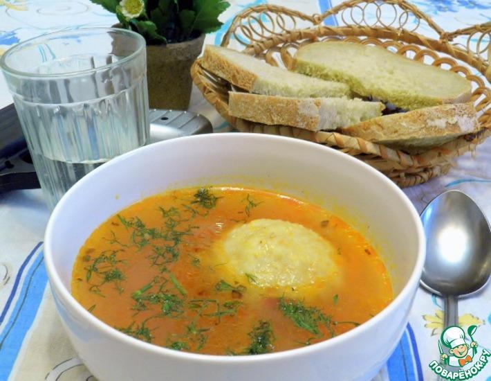 Рецепт: Суп с клёцками из булгура с мясной начинкой