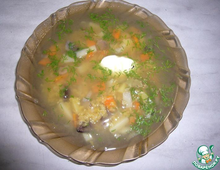 Рецепт: Суп из чечевицы с грибами в мультиварке
