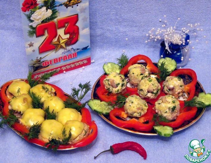 Рецепт: Закуска из грибов 23 февраля-красный лист календаря