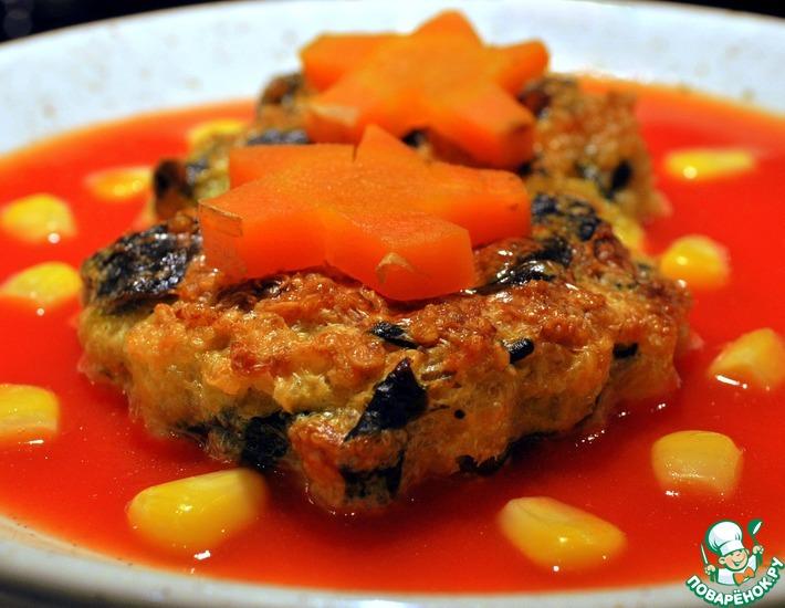 Рецепт: Пшённо-шпинатные Timbale с томатным соусом