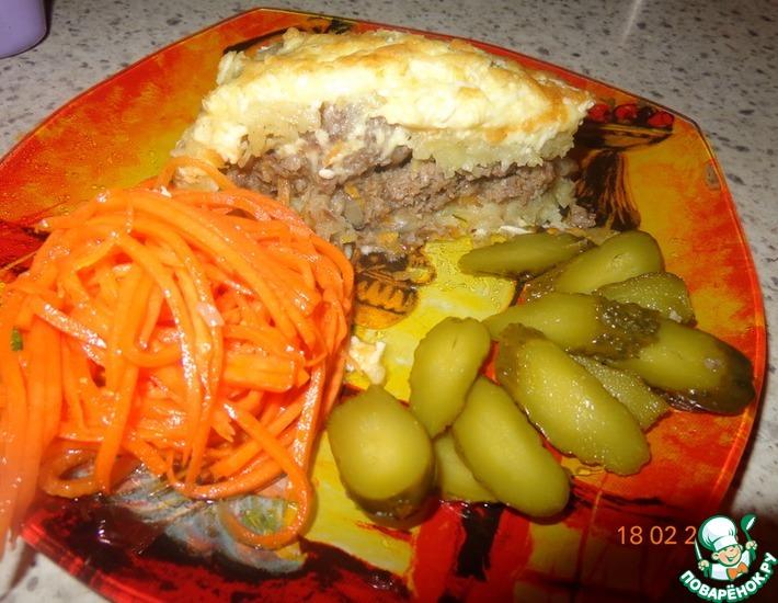 Рецепт: Картофельная запеканка с фаршем и грибной икрой