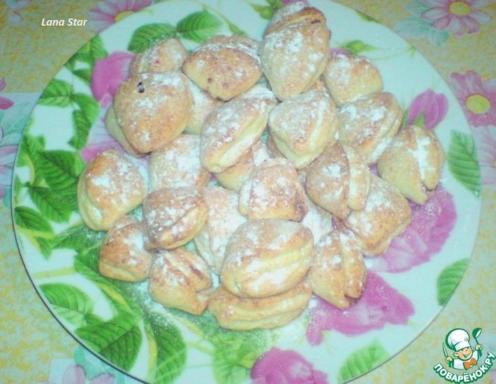 Рецепт: Творожное печенье Ракушки с вареньем