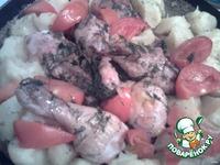 Румяные куриные ножки с картофелем и помидорами ингредиенты