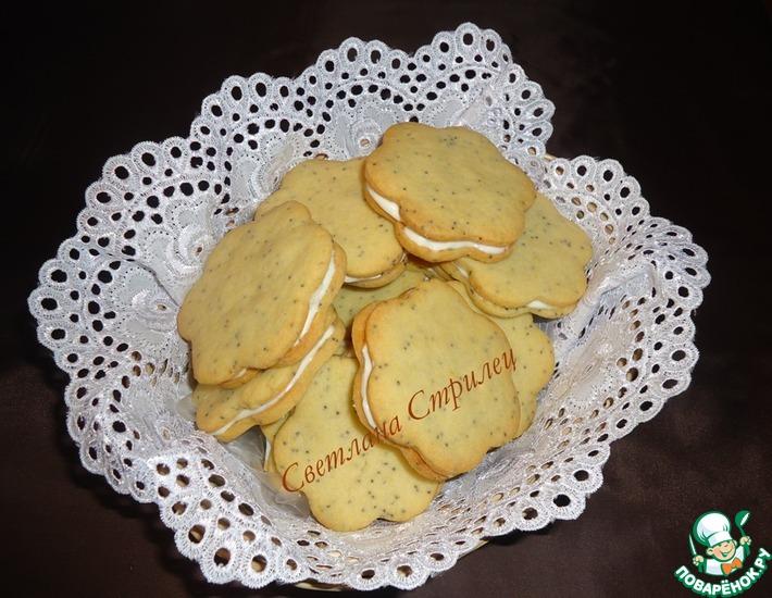 Рецепт: Лимонно-маковое печенье со сливочным сыром
