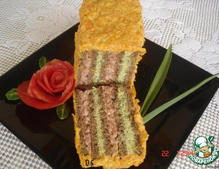 Рецепт: Бутербродный торт Полосатик