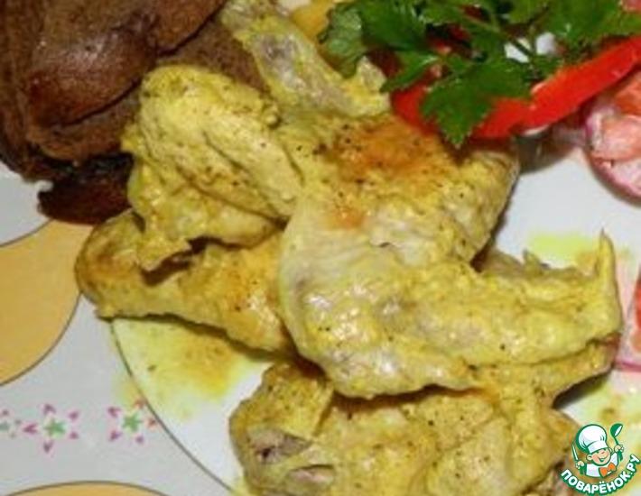 Рецепт: Куриные крылышки в соусе карри